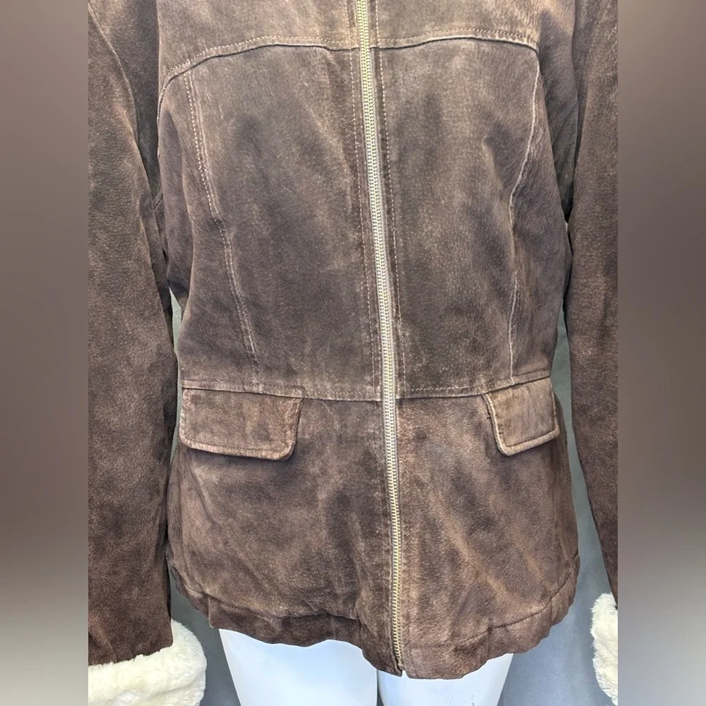 Wilson’s Rare Y2K Vintage Maxima Suede Leather Faux Fur Long Bomber Jacket XL